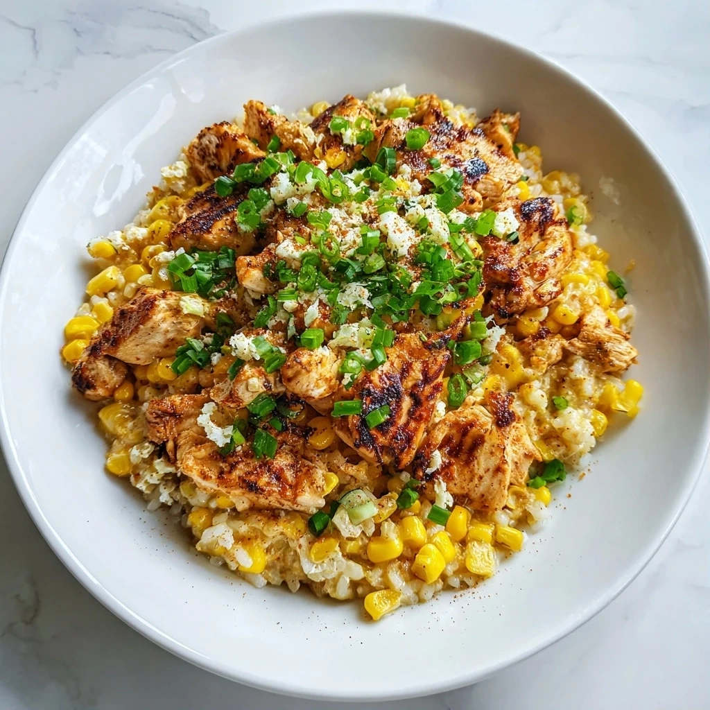 Spicy Mexican Street Corn Chicken Rice Bowl close-up