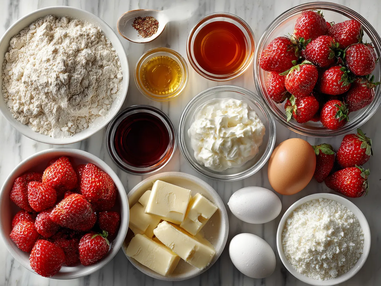 Ingredients for making a delicious Strawberry Pie