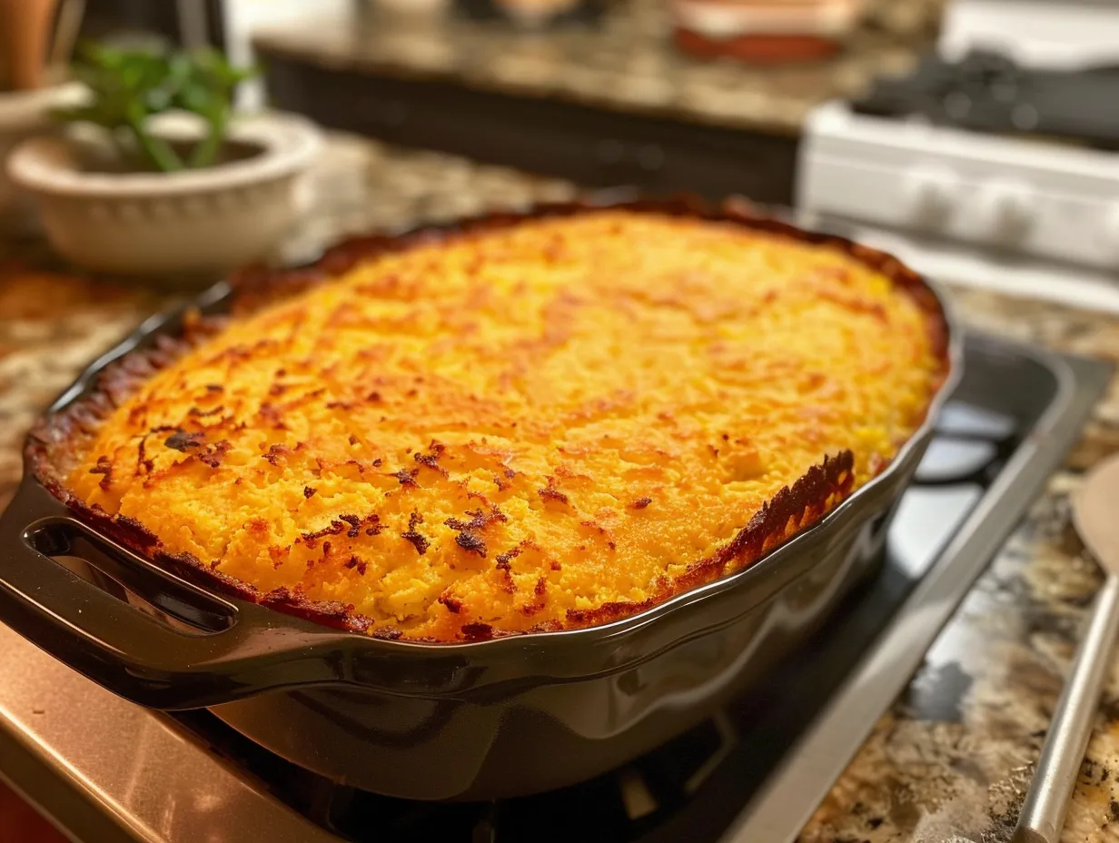 Finished Sweet Corn Spoonbread Casserole