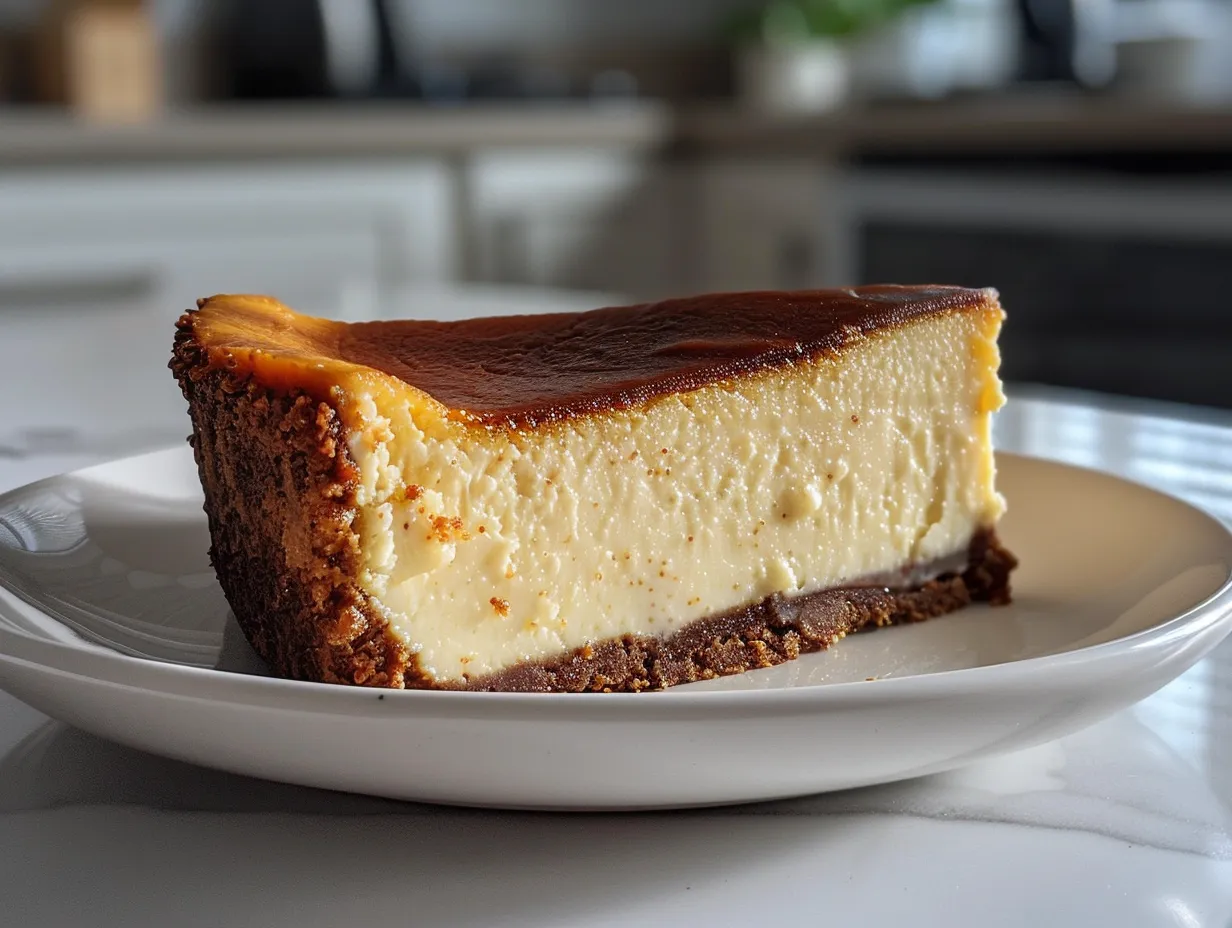 Top View of a Delicious Vanilla Bean Brown Butter Cheesecake Slice