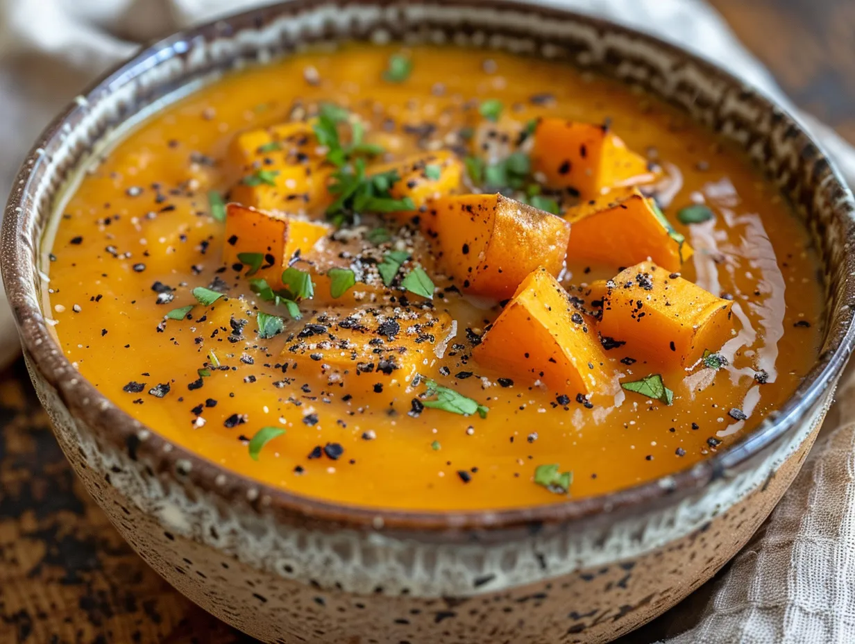 Warm Bowl of Curried Sweet Potato and Apple Soup