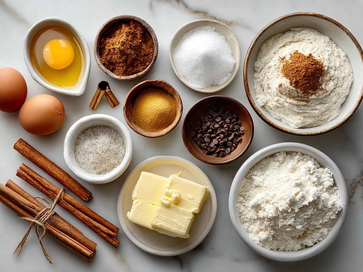 Ingredients for homemade moist applesauce cake