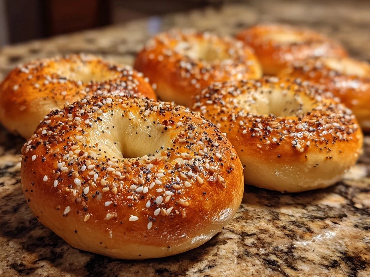Homemade bagels served with cream cheese and toppings