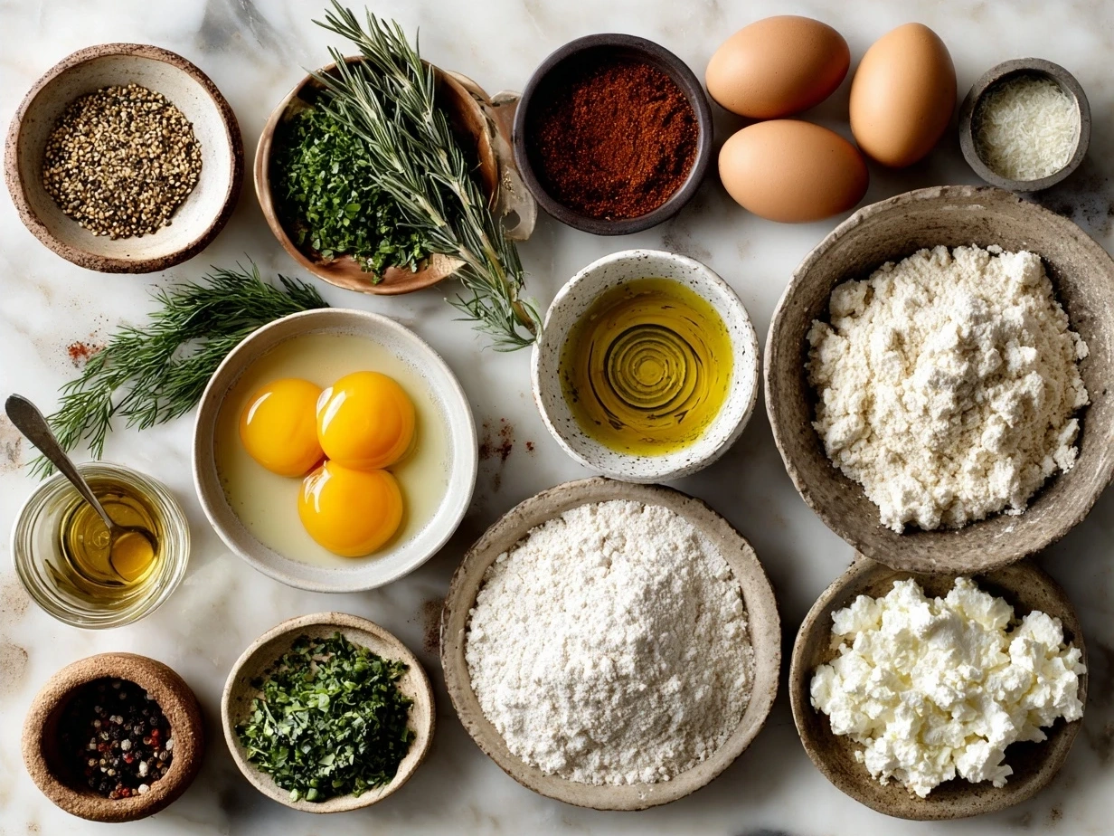 Ingredients for homemade bagels including bread flour, sugar, yeast, water, salt, malt syrup, and toppings