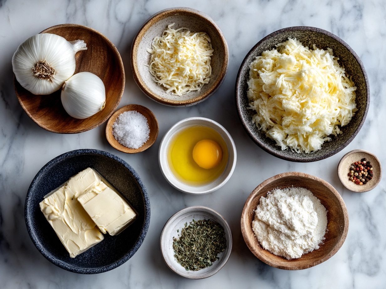 Ingredients for Cheesy Funeral Potatoes including shredded hash browns, cheddar cheese, cream soup, sour cream, onions, butter, and crispy fried onions