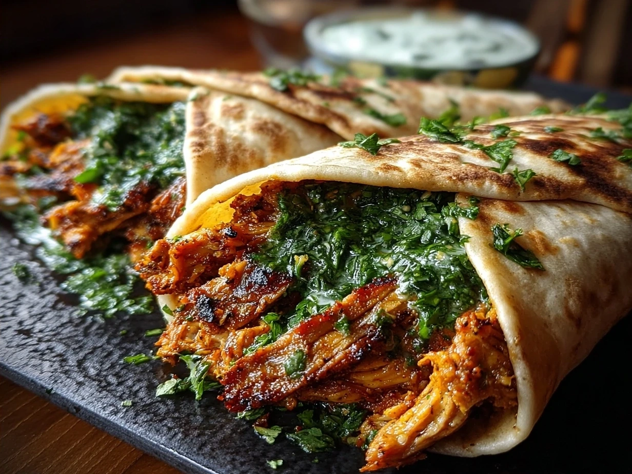 Juicy and flavorful chicken shawarma served hot