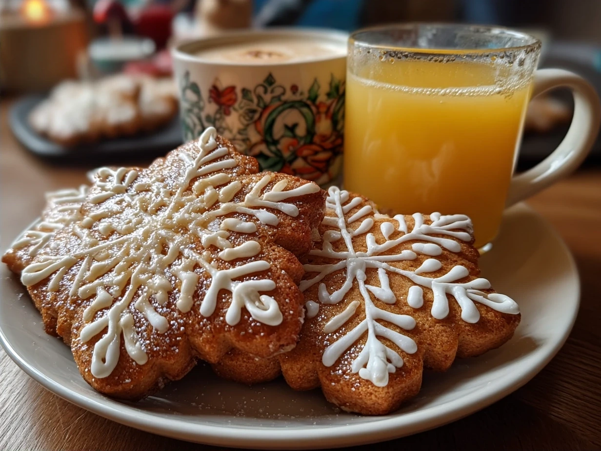 Finished Christmas Cookies with Orange Juice arranged on a festive plate