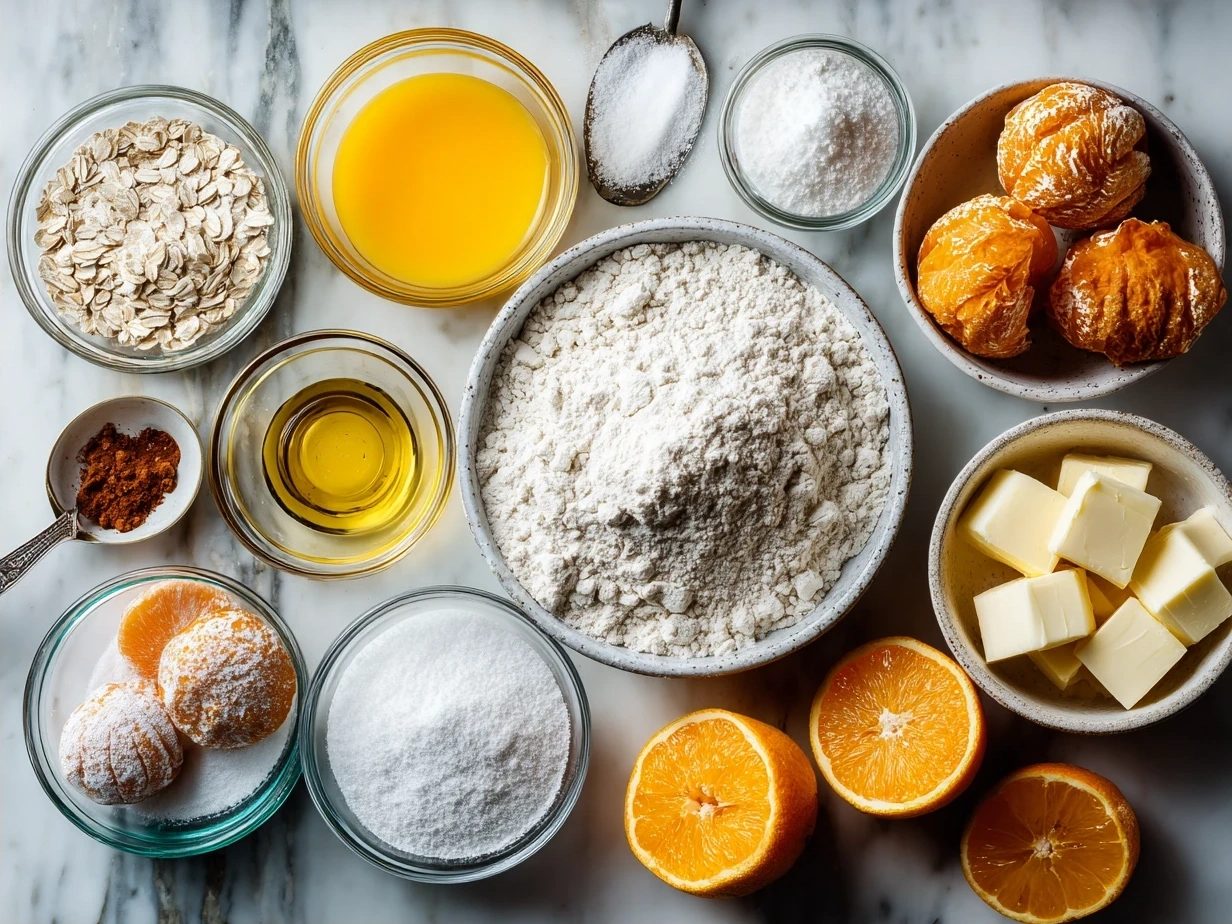 Ingredients for Christmas Cookies with Orange Juice