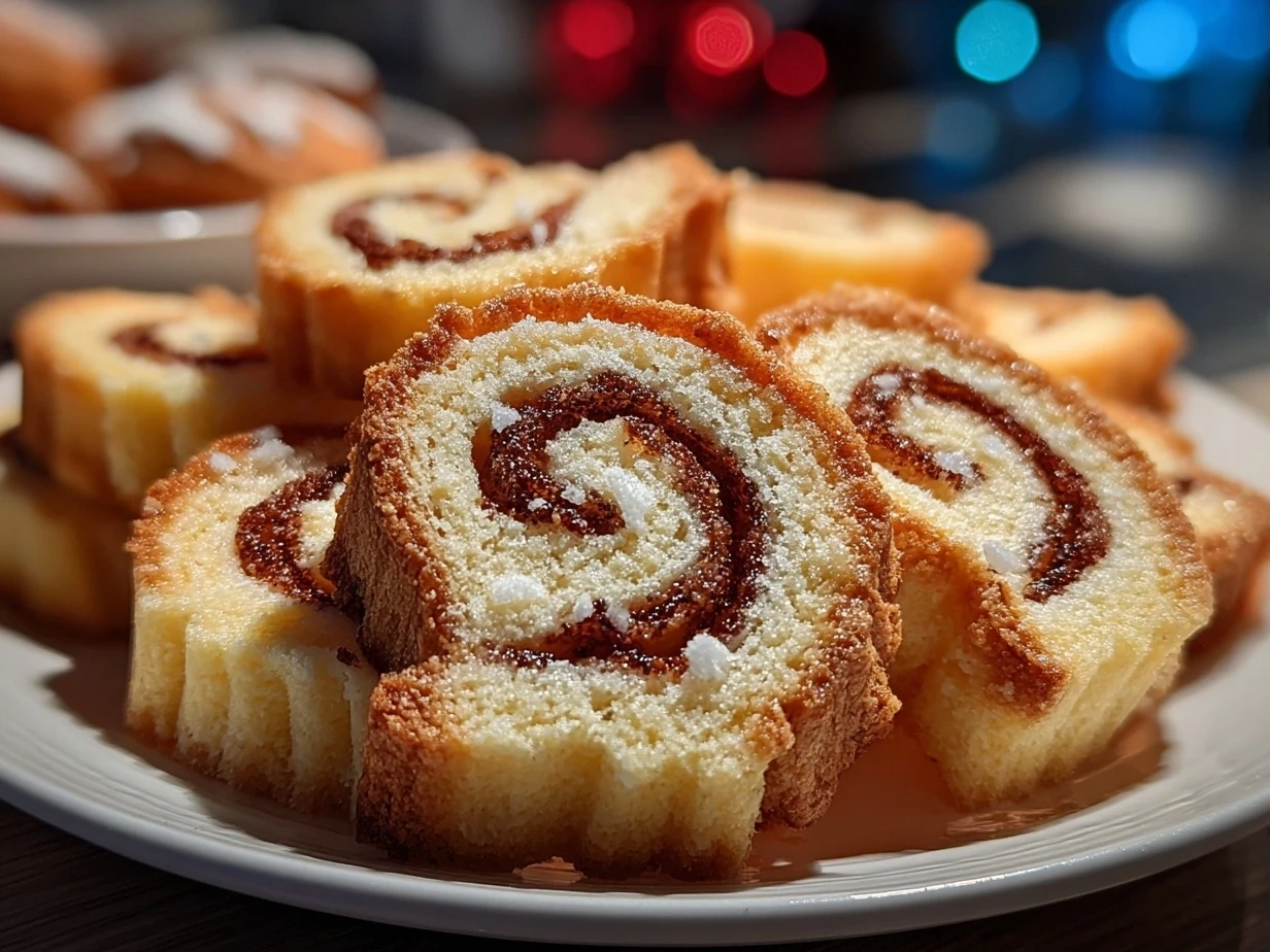 Finished Christmas Pinwheel Cookies beautifully displayed