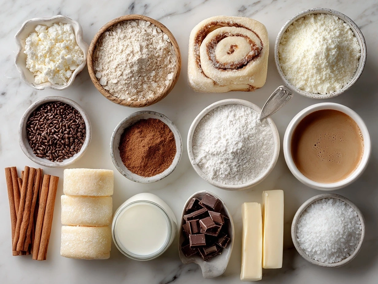 Ingredients for Christmas Pinwheel Cookies showing flour, butter, sugar, egg, and food coloring