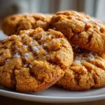 Close-up of freshly baked peanut butter cookie