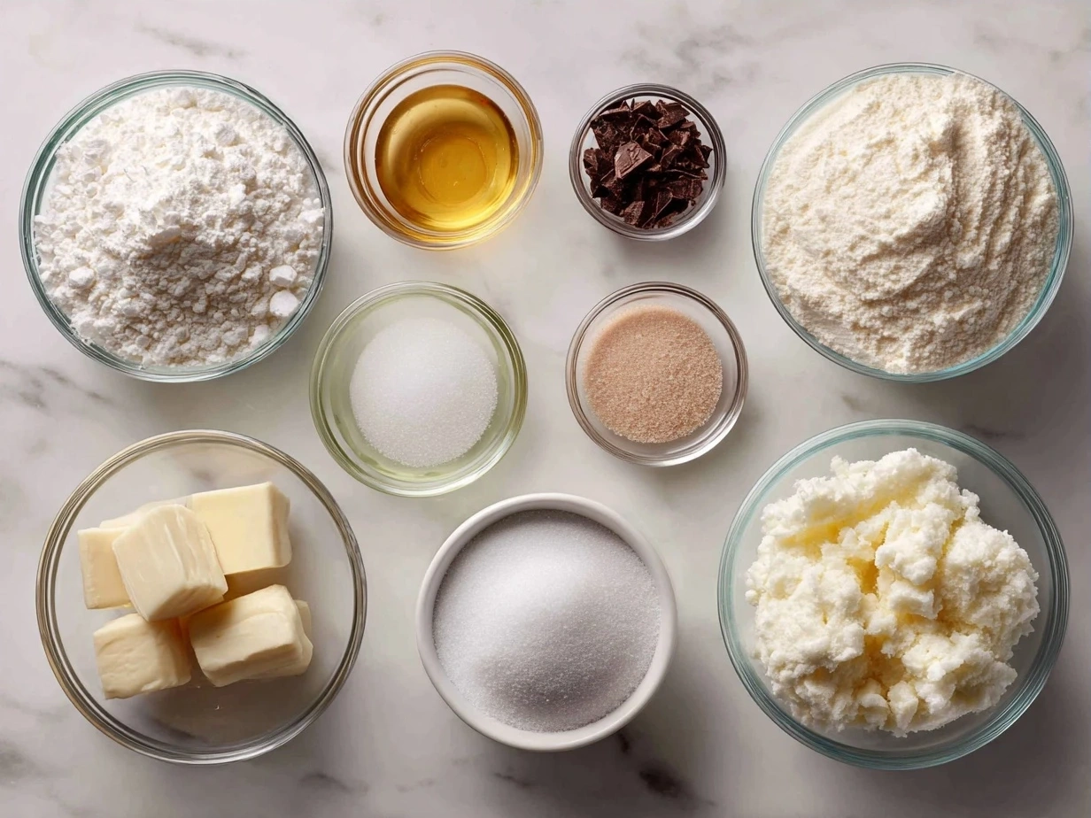 Ingredients for making Cotton Candy Fudge including sweetened condensed milk, white chocolate chips, cotton candy flavoring, pink and blue gel food coloring and rainbow sprinkles.