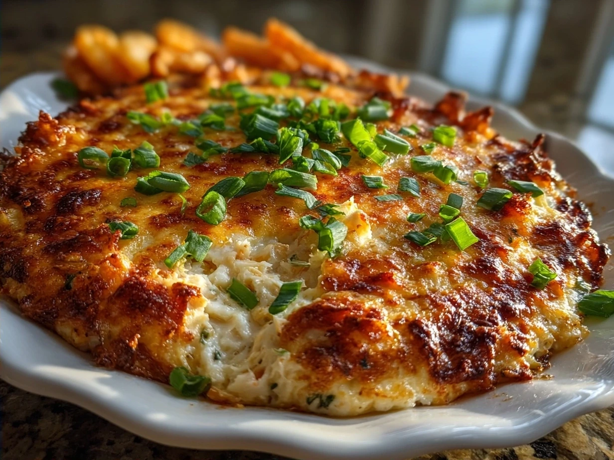 Finished creamy and bold crab dip recipe ready to serve