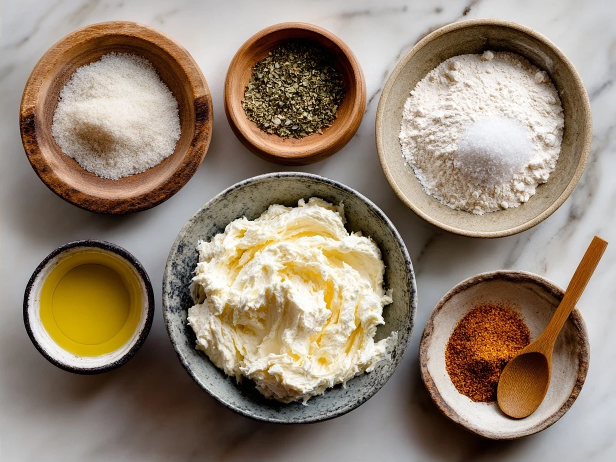 Ingredients for Creamy Horseradish Sauce recipe neatly arranged