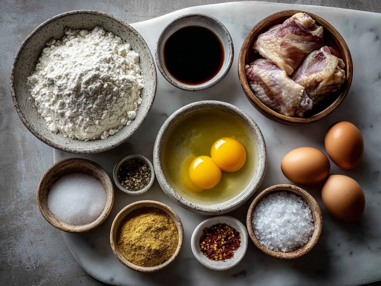 Ingredients for Filipino Chicken Adobo laid out