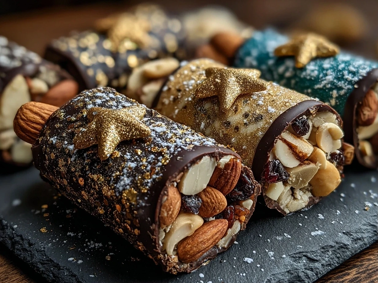 Finished Christmas Cracker Candy pieces arranged for serving