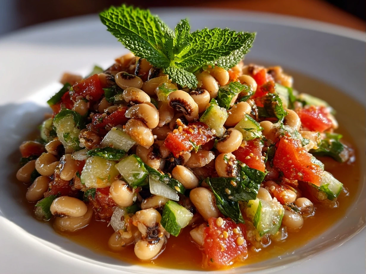 Fresh Black-Eyed Pea Salad on a Plate
