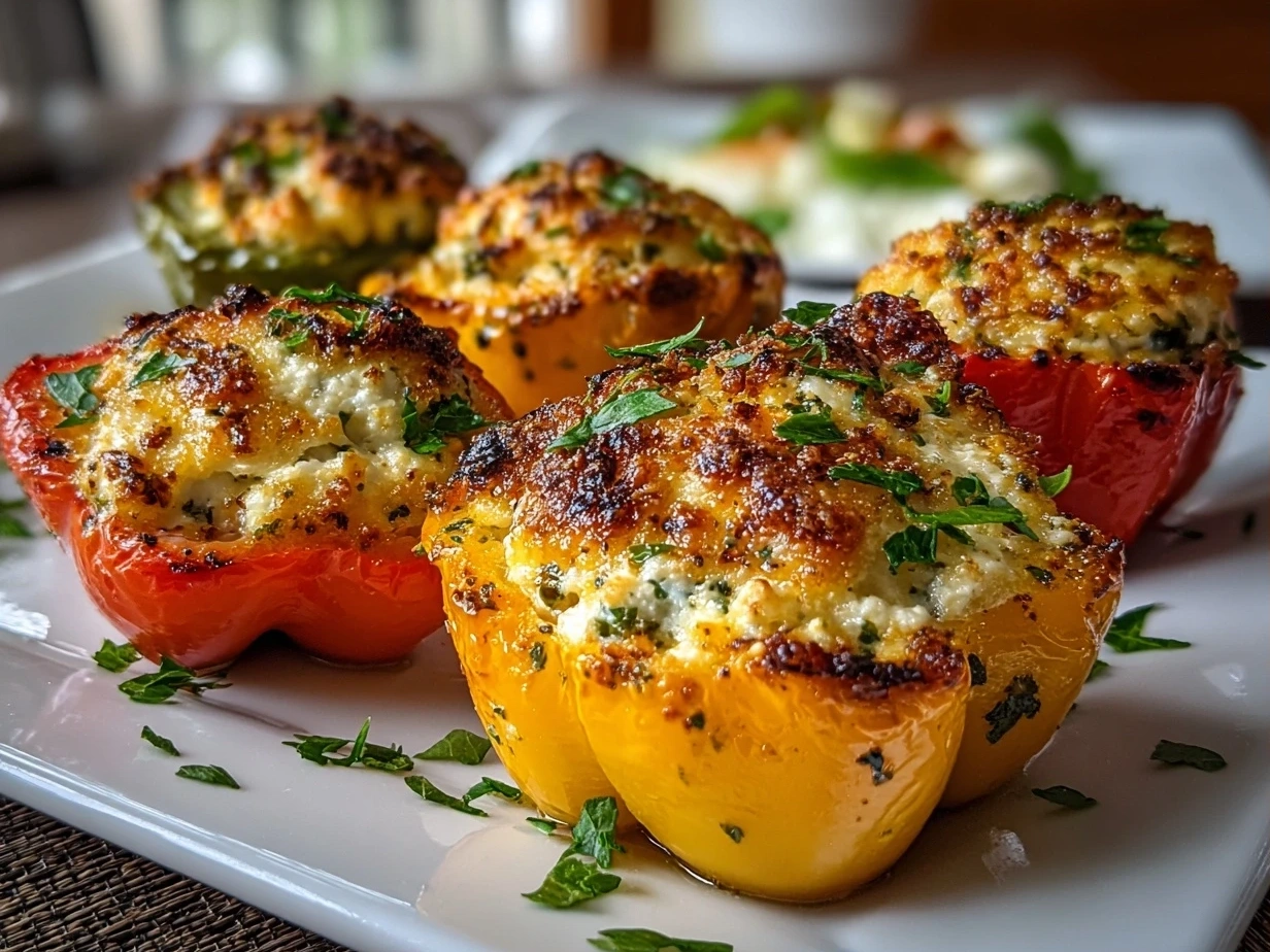 Fresh Goat Cheese Stuffed Mini Peppers Appetizer