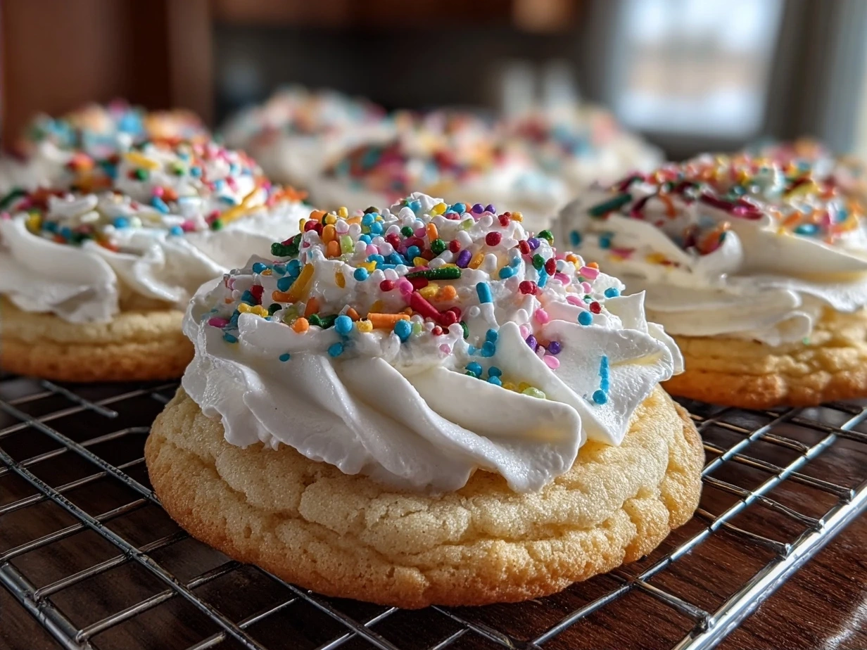 Tray of freshly baked frosted Lofthouse sugar cookies