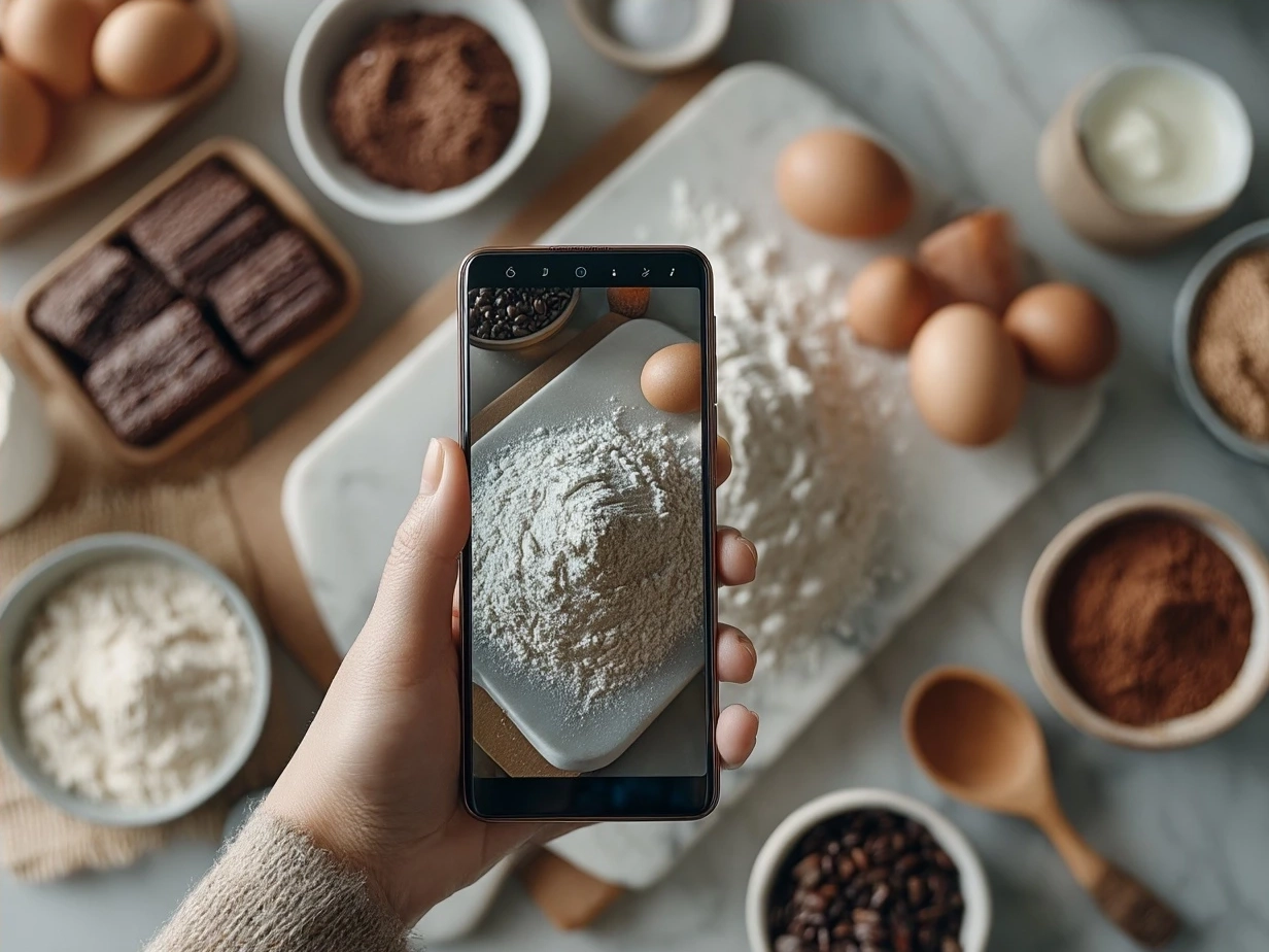 Ingredients for fudgy brownie cookies laid out neatly on a table
