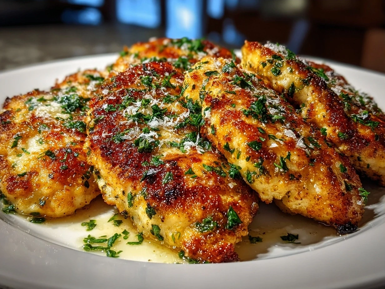 Delicious finished Garlic Parmesan Chicken Recipe served