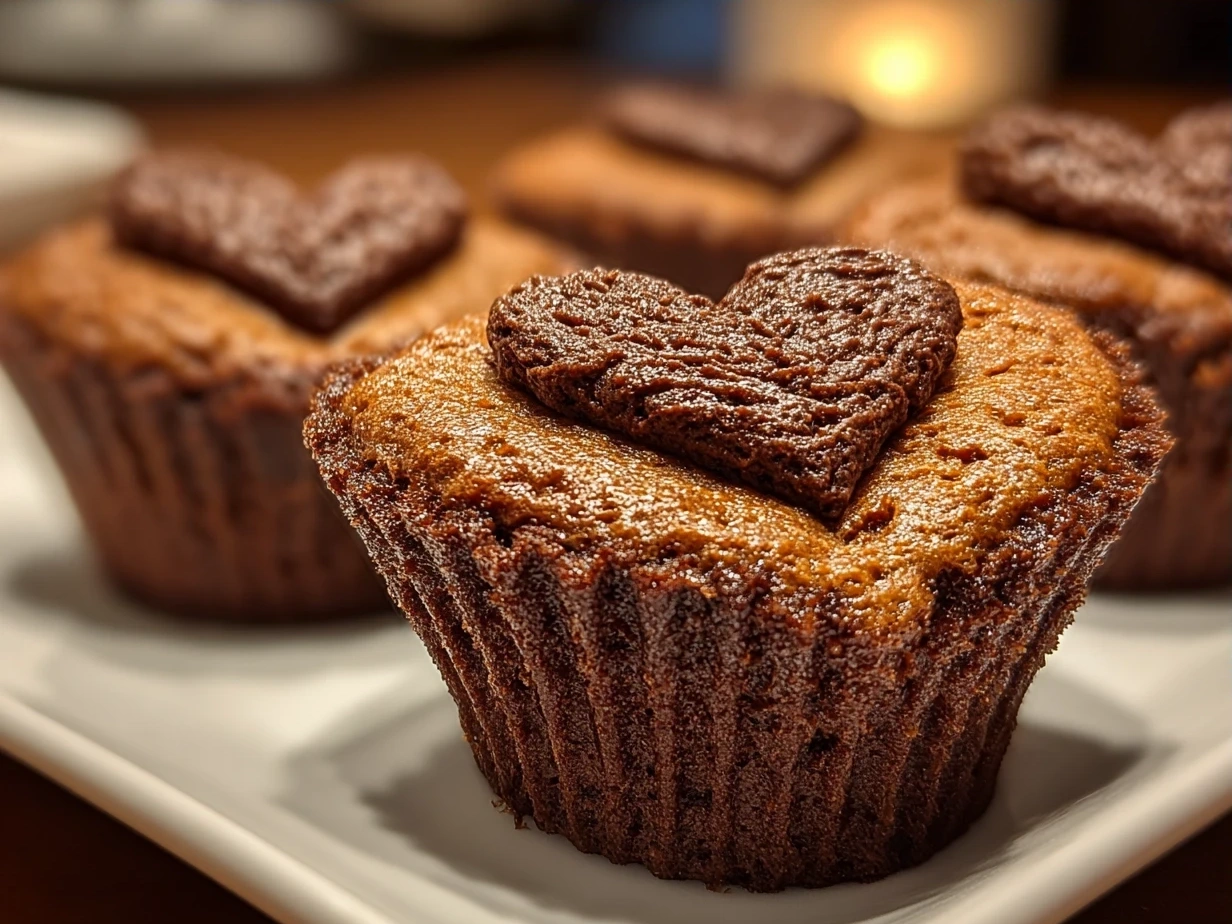 Finished heart-shaped cupcakes decorated and ready to serve