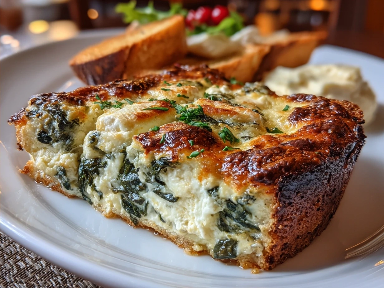 Baked jalapeño spinach artichoke dip in ceramic dish ready to serve
