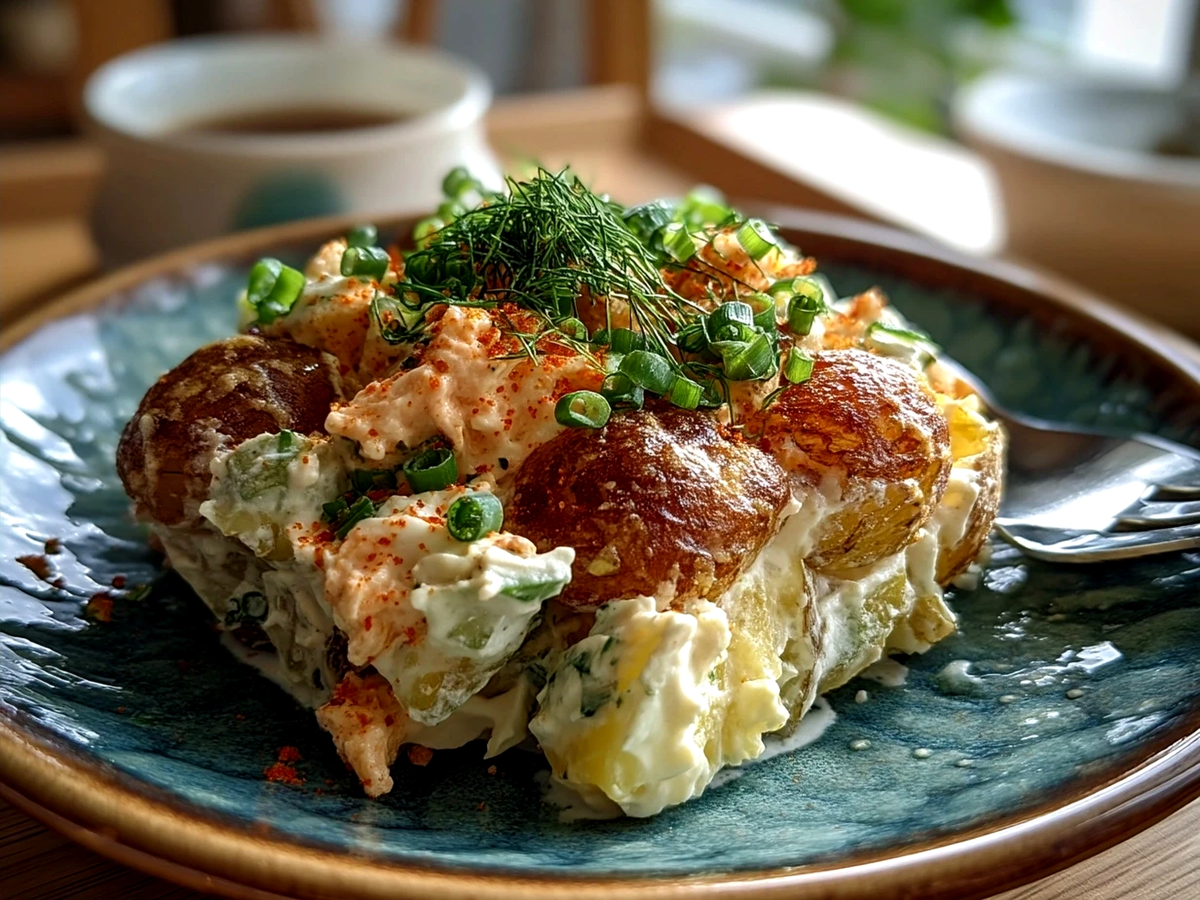 Creamy Japanese Potato Salad served as a side dish