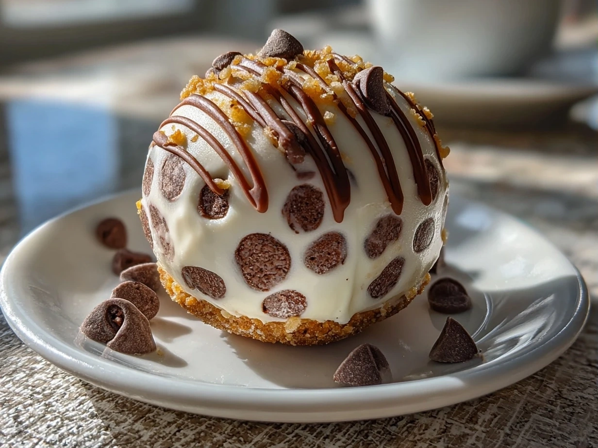 A perfect Chocolate Chip Cheesecake Ball ready to serve.
