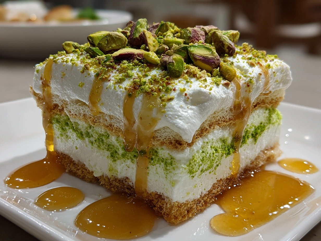 Finished Pistachio Lush Dessert served in a dish