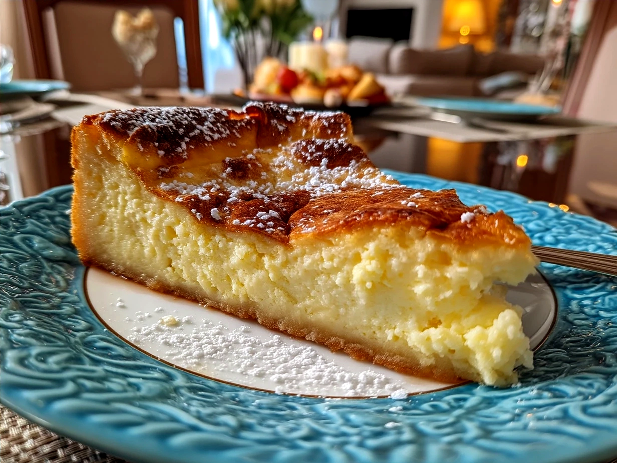 Chilled Polish Sernik cheesecake served with berry compote and sour cherry sauce