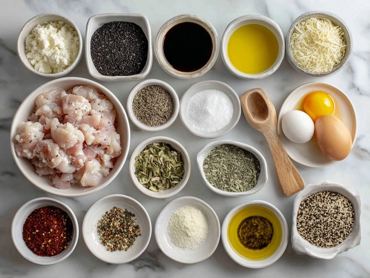 Ingredients for poppy seed chicken casserole including cream cheese, shredded chicken, poppy seeds, cheddar cheese, and crackers