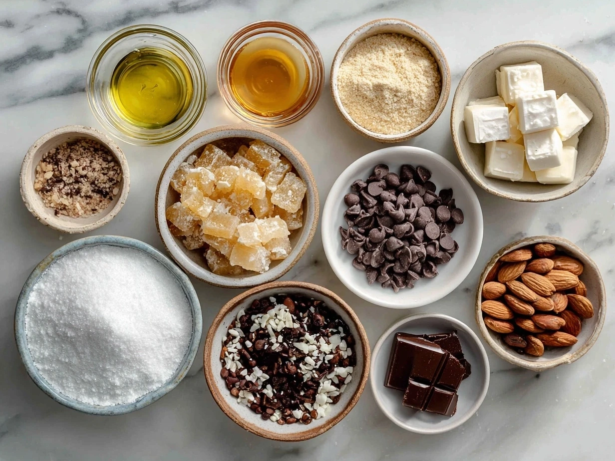 Raw ingredients for Christmas Cracker Candy arranged on a table