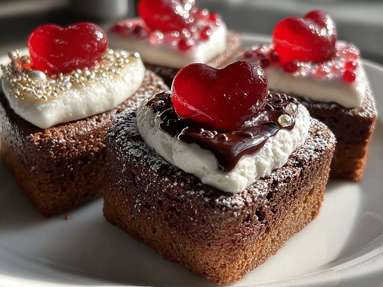 Finished Valentines Mini Heart Cakes with frosting on a plate ready to serve