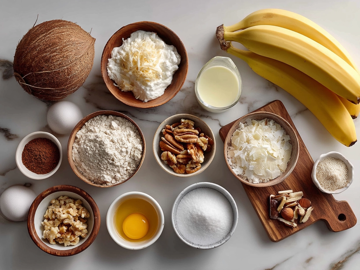 Ingredients for Banana Nut Bagels laid out