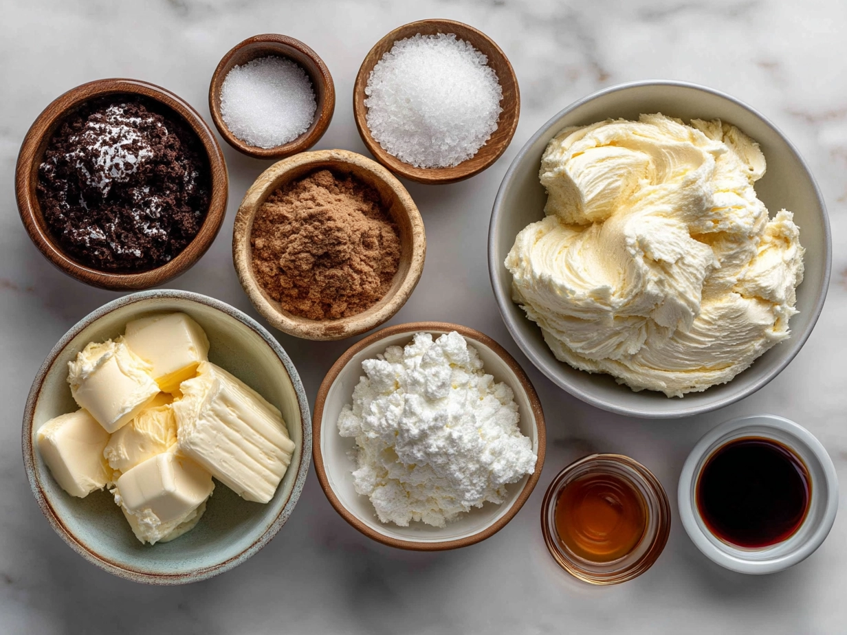 Ingredients for Basketball Ice Cream Cookie Sandwiches laid out on a wooden table