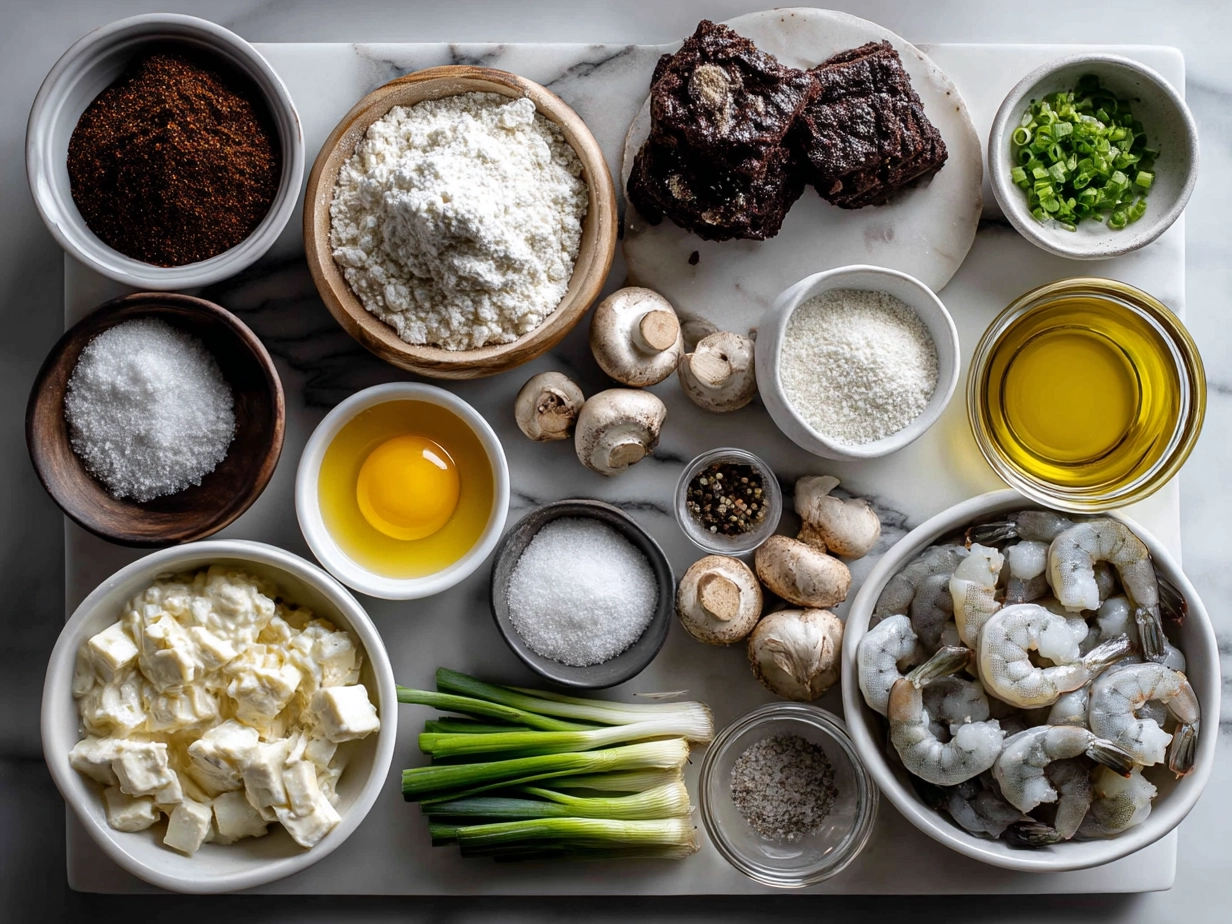 Ingredients for Blackened Steak Shrimp Alfredo