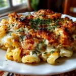 Close-up of Honey Pepper Chicken Mac Cheese on white plate