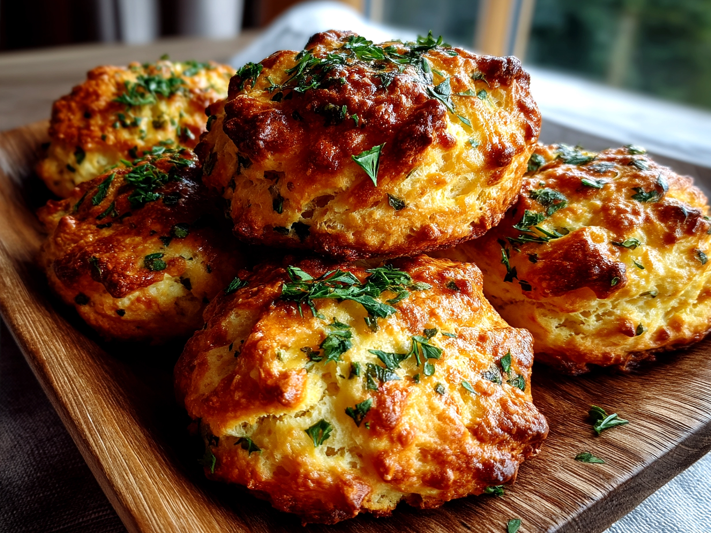 Freshly baked Cottage Cheese and Herb Biscuits served warm on a plate