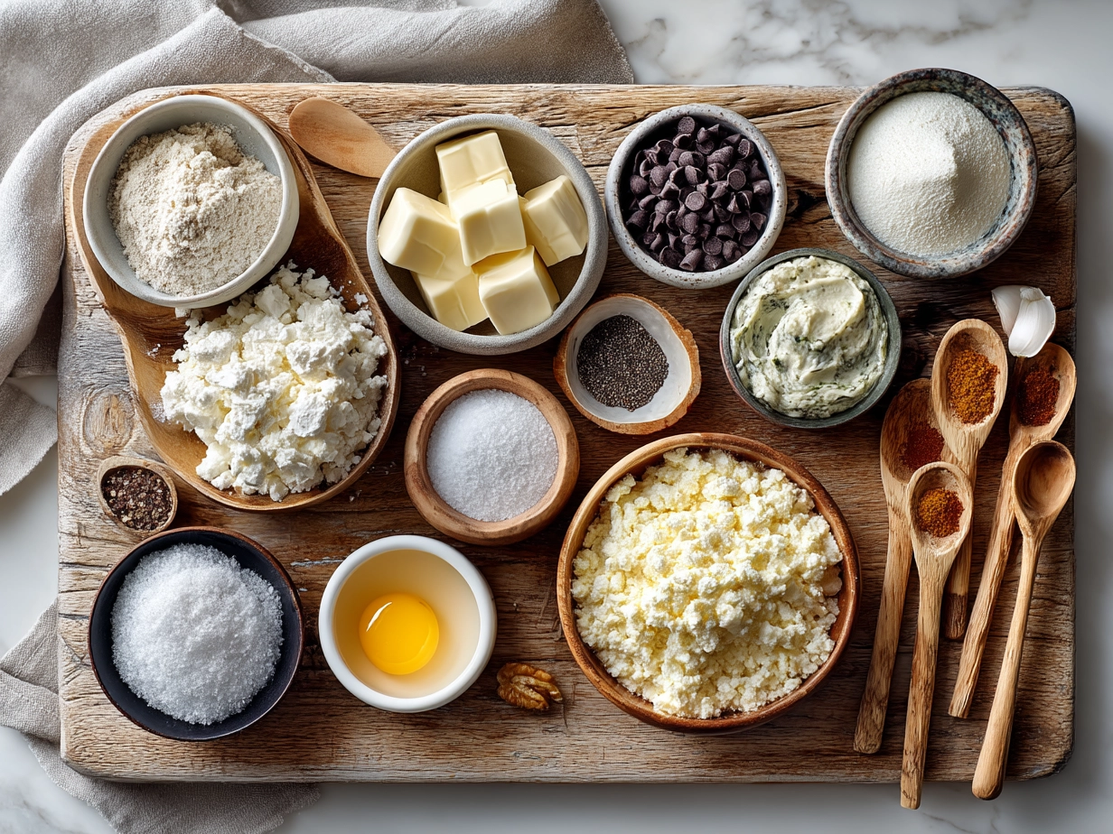 Ingredients for Cottage Cheese Wraps including cottage cheese, wraps, spinach, tomatoes, cucumber, and herbs