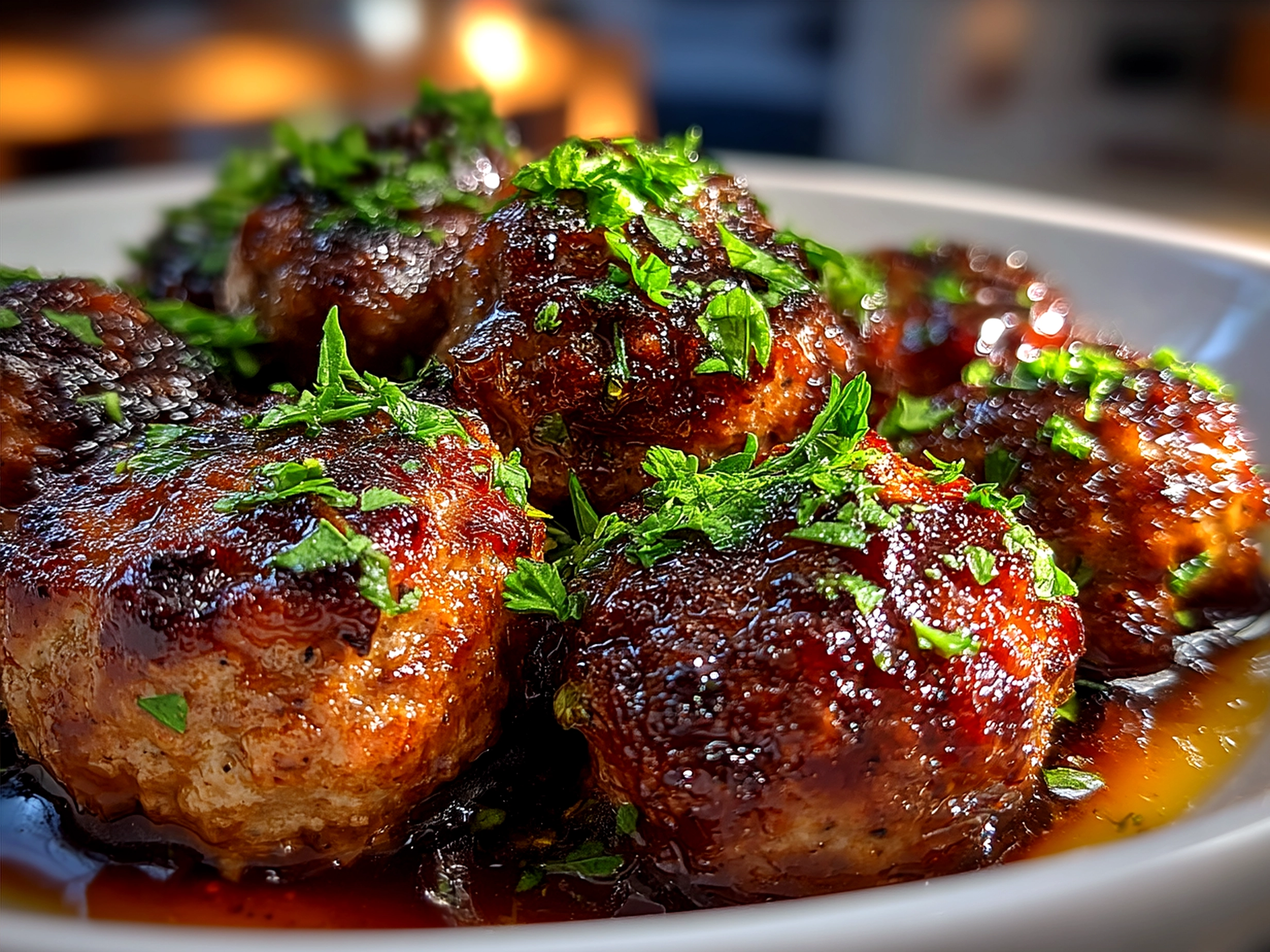Served Cranberry BBQ Meatballs with a side salad