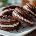 Food blogger, taken with iPhone 14 Pro. Close-up slight angle of freshly prepared OREO Basketball cookies on white plate. Mouthwatering --ar 4:3 --style raw --s 260