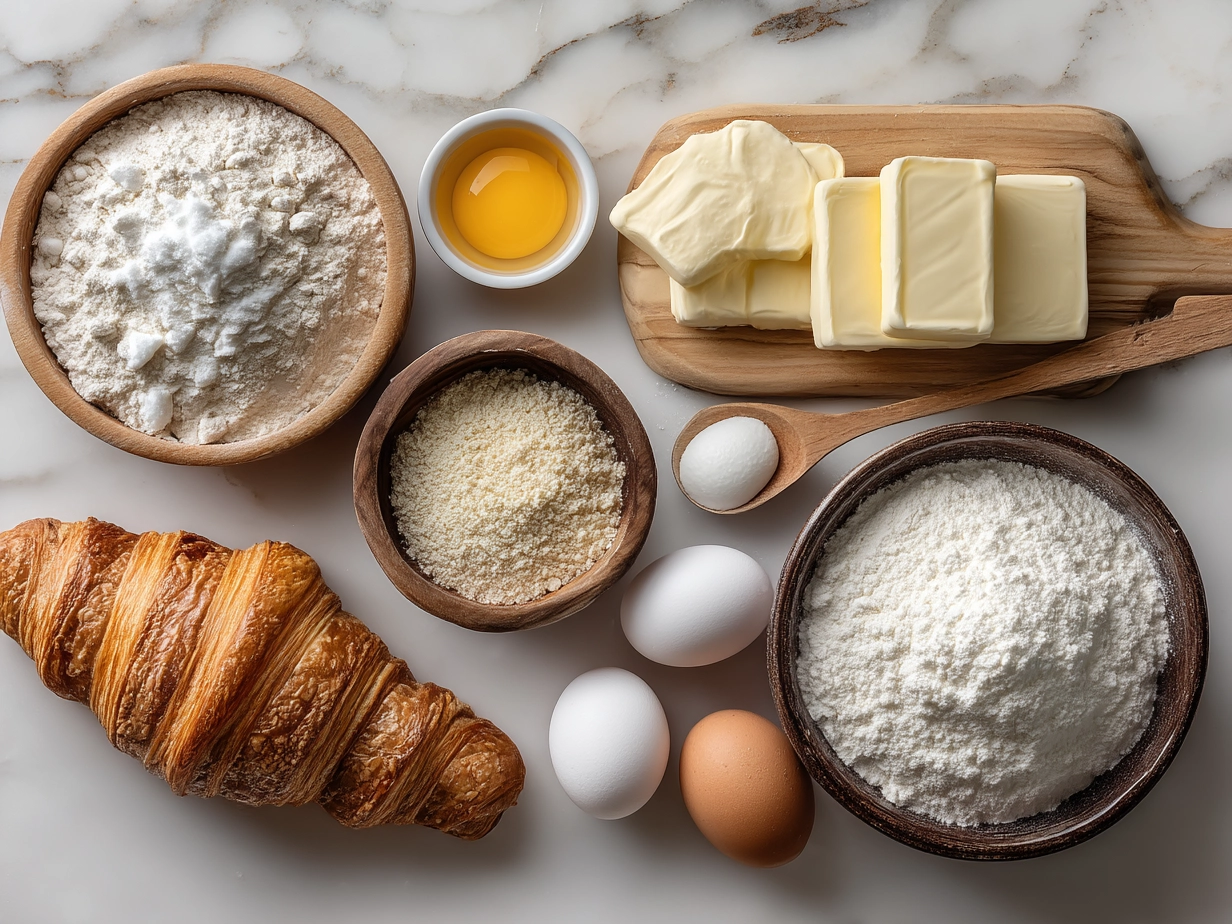 Ingredients for making French Croissant