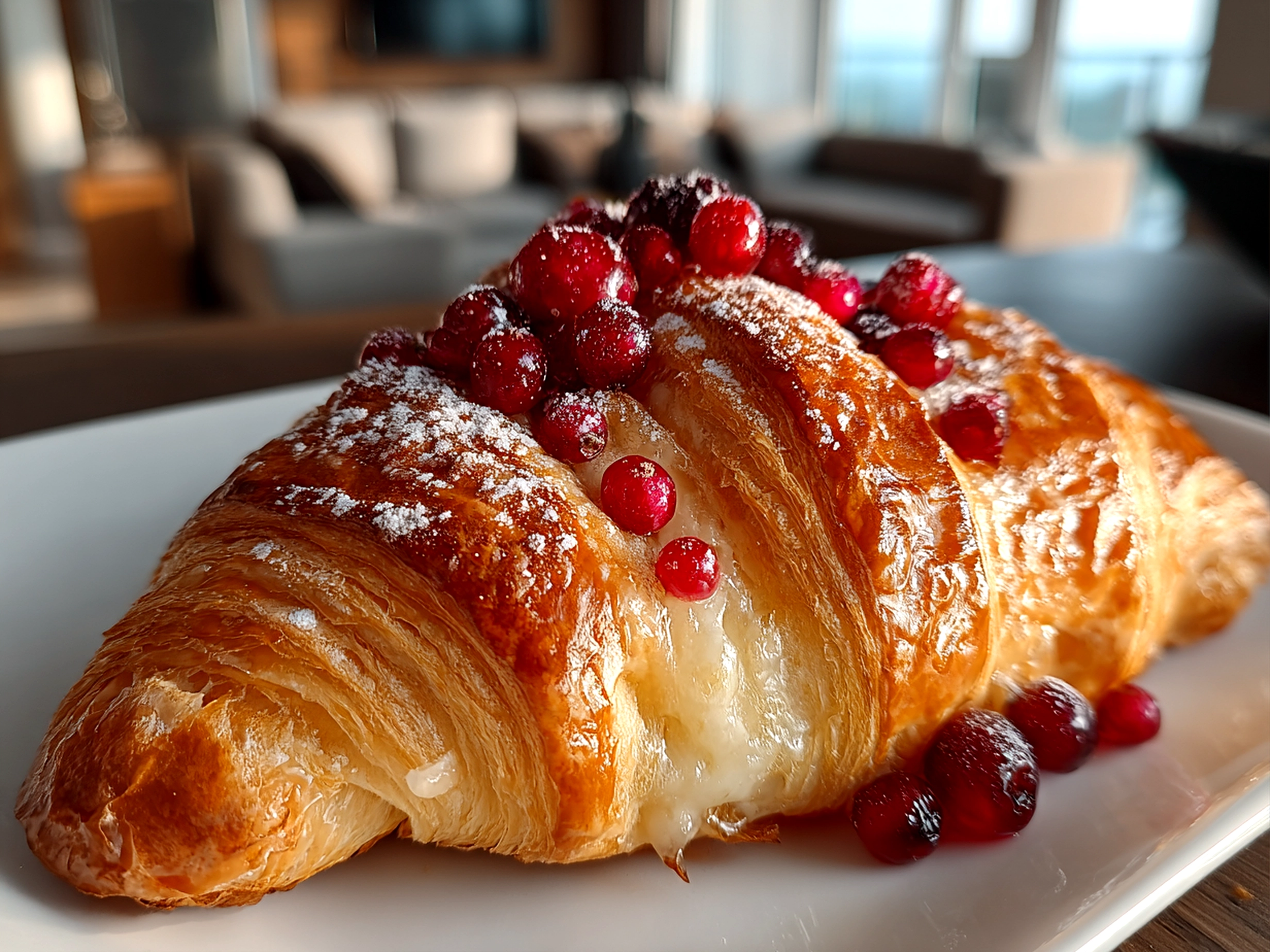 Freshly baked Berry Croissant Bake ready to serve