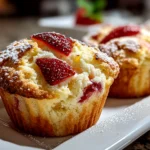 Freshly baked strawberry shortcake muffins