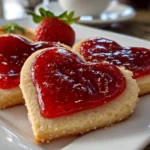 Freshly baked Valentine Strawberry Cookies on a white plate