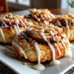 Freshly prepared Cinnamon Roll Cheesecake Cookies on white plate