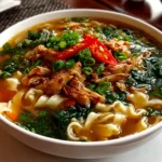 Freshly prepared Ginger Scallion Chicken Noodle Soup