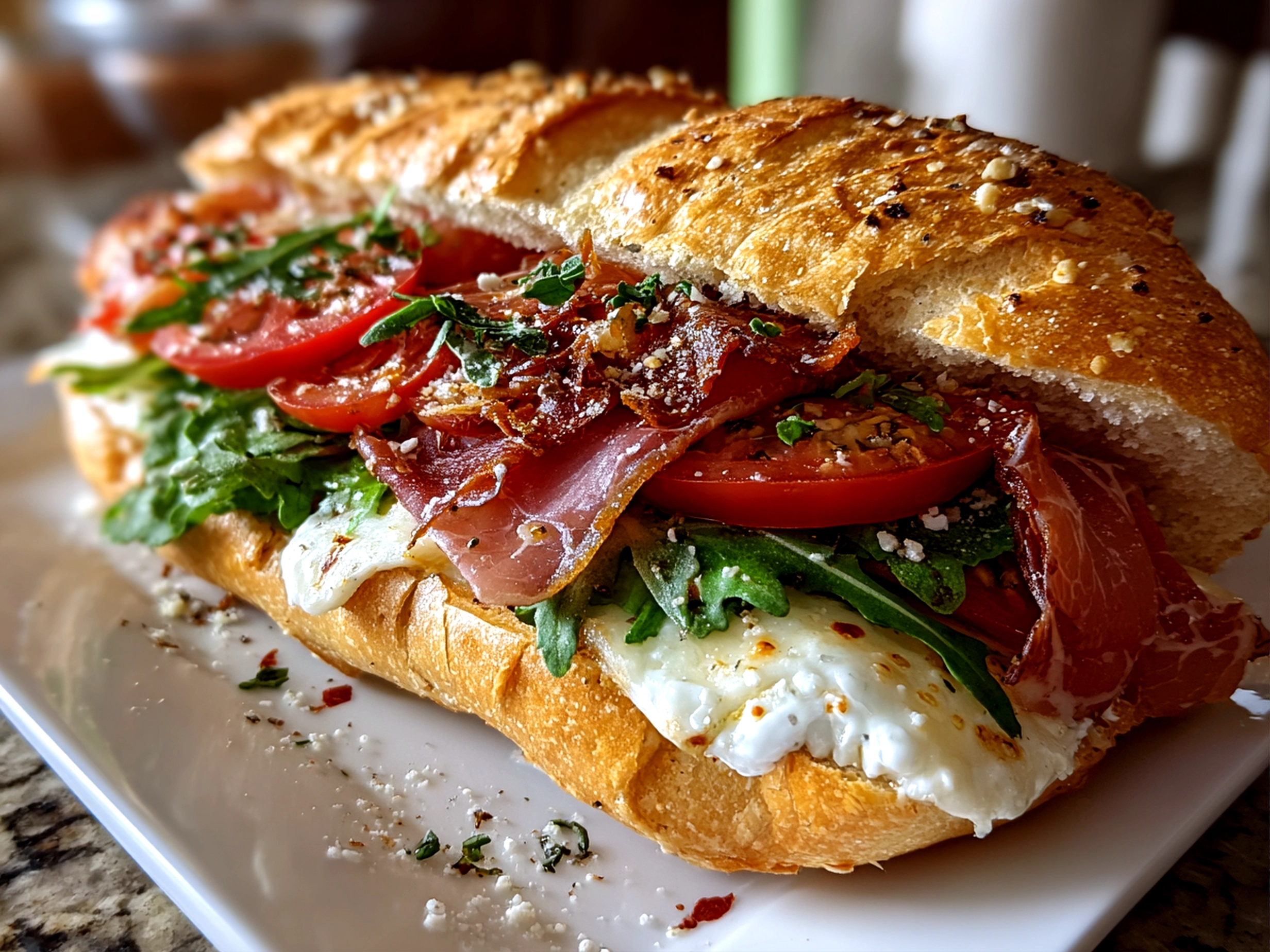 Freshly prepared Italian Chopped Grinder Sandwich