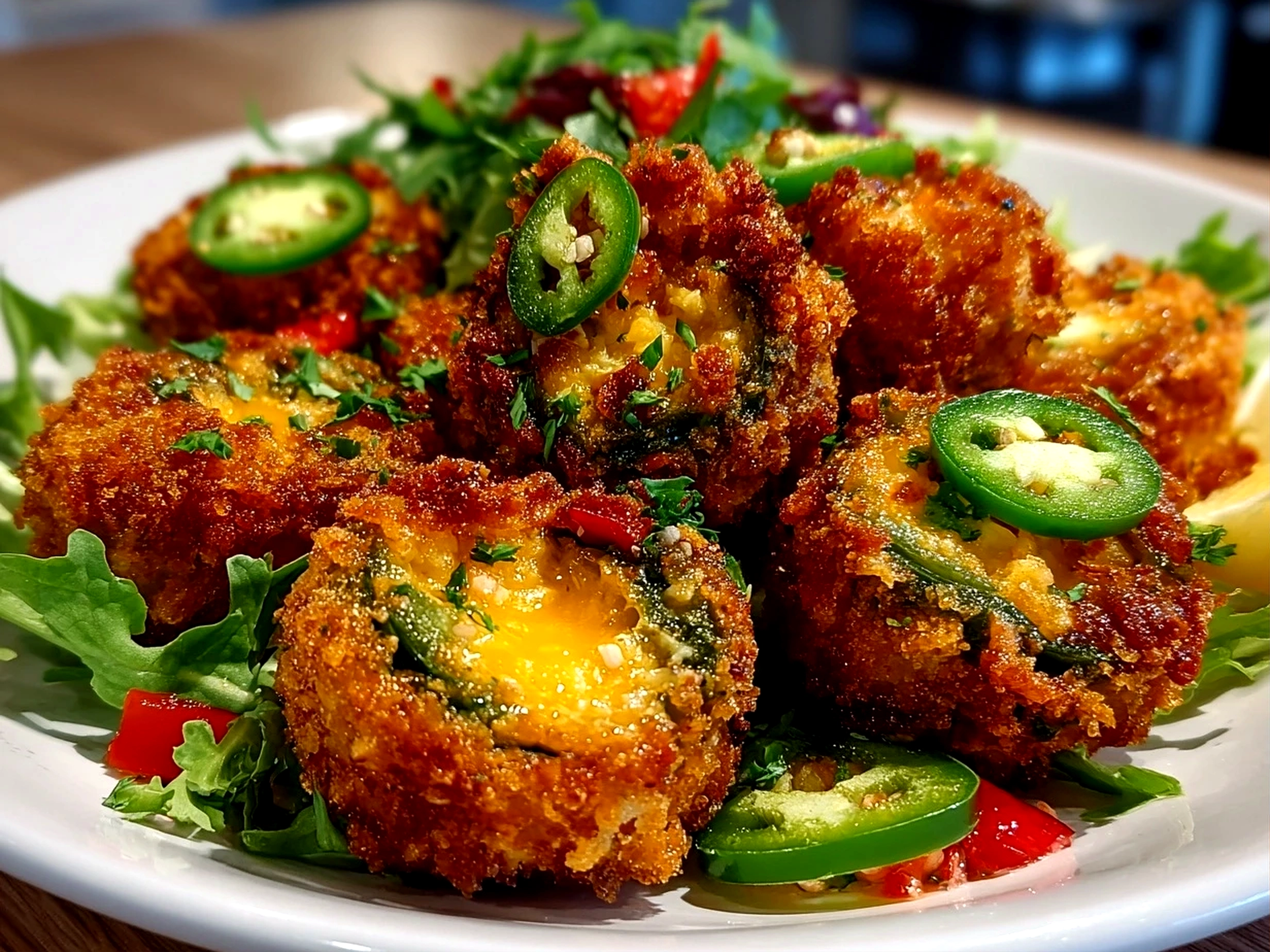 Freshly prepared Jalapeno Poppers Nourish Bowl in minimalist kitchen